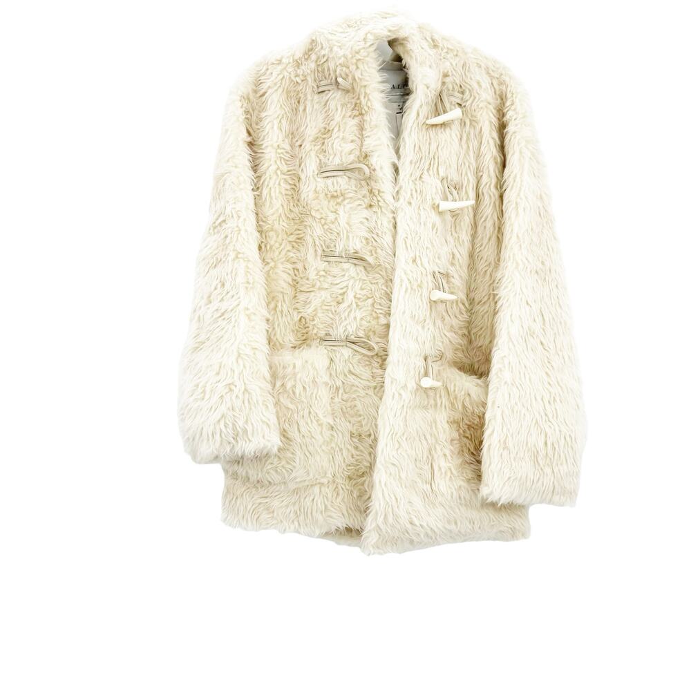 A.L.C. Faux Shearling Winston Hooded Toggle Closure Coat Cream Size XS NWT - Picture 7 of 15